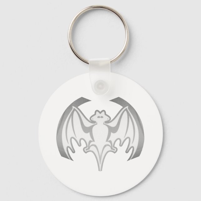 Bat Grey Inv The MUSEUM Zazzle Gifts Key Ring (Front)