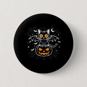 Bat Halloween _ Black Cat Bat Wings Spooky Cat 6 Cm Round Badge
