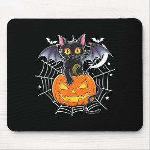 Bat Halloween _ Black Cat Bat Wings Spooky Cat Men Mouse Mat