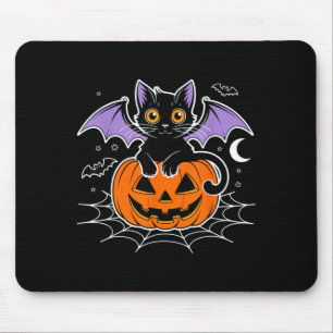Bat Halloween _ Black Cat Bat Wings Spooky Cat Men Mouse Mat
