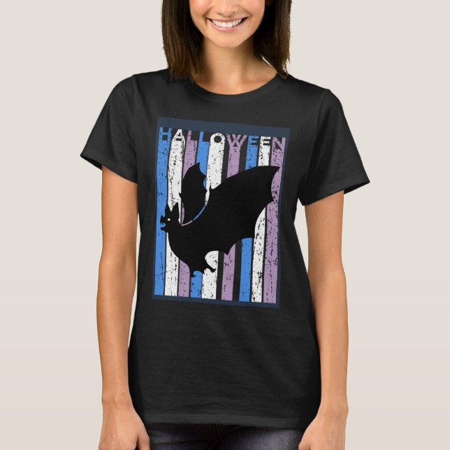 Bat Halloween Costume Girls womens Kids Blue Purpl T-Shirt (Front)