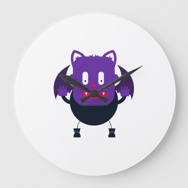 Bat halloween         large clock (Front)