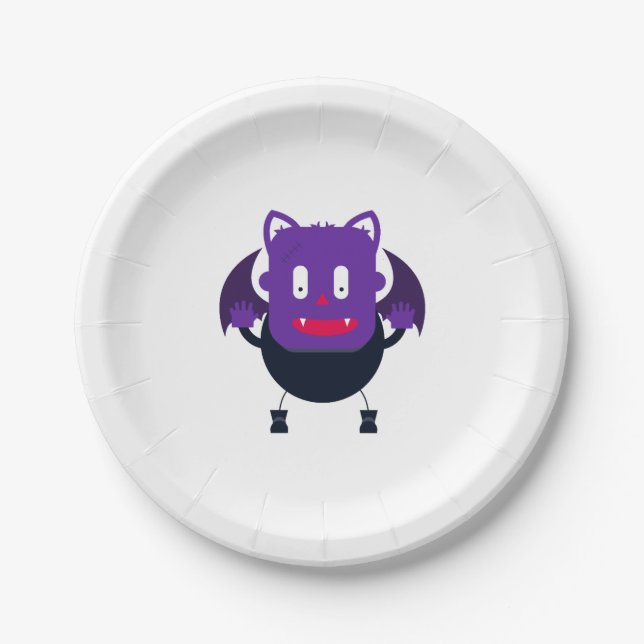 Bat halloween         paper plate (Front)
