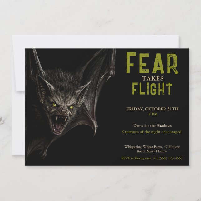 Bat Halloween Party - Dark Wings Halloween Invitation (Front)