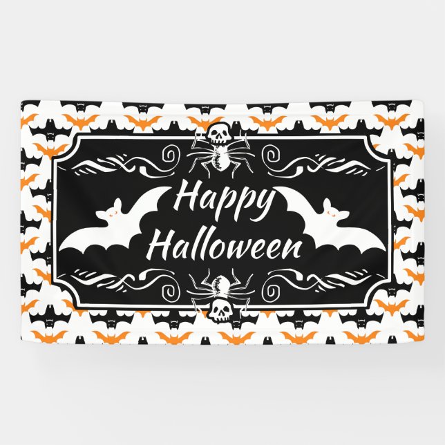 Bat Halloween Pattern Banner (Horizontal)