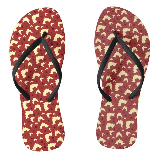 Bat Halloween Seamless Pattern Flip Flops (Footbed)