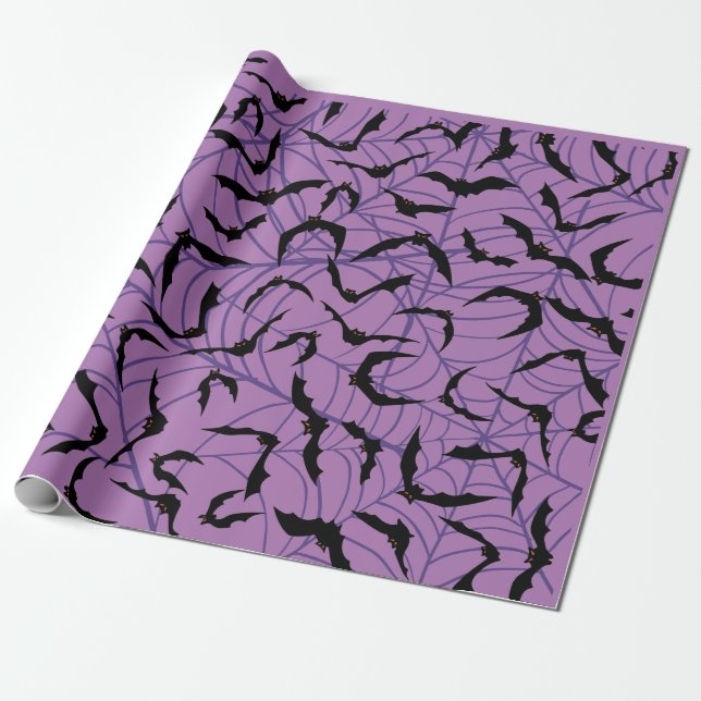 Bat Halloween Spooky Season Wrapping Paper (Unrolled)