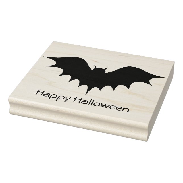 Bat - Happy Halloween - Rubber Stamp (Stamp)