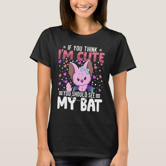 Bat Heart Valentine's Day Animal For Womens Kids T-Shirt (Front)