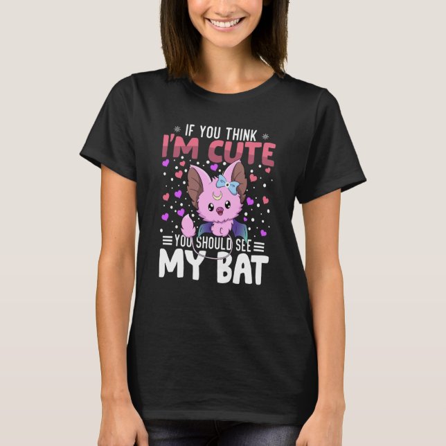 Bat Heart Valentine's Day Animal For Womens Kids T-Shirt (Front)