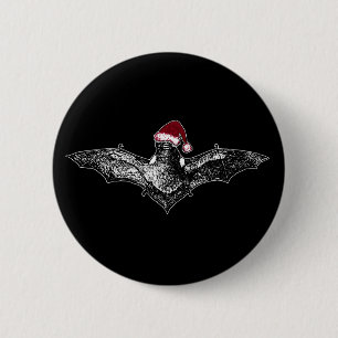 Bat in a Santa Hat 6 Cm Round Badge