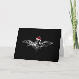 Bat in a Santa Hat Holiday Card