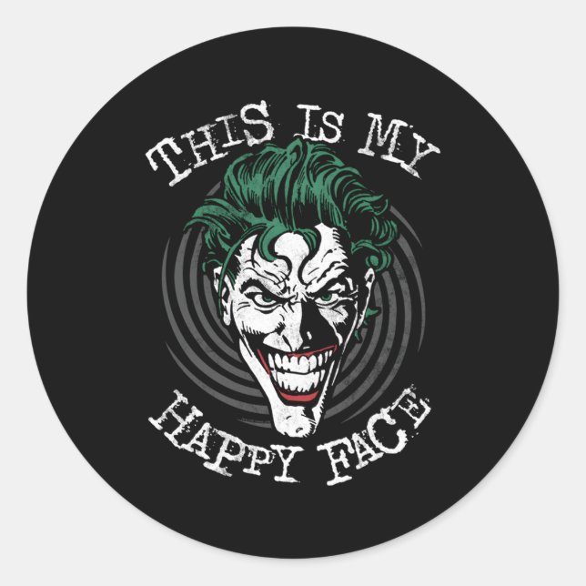 Bat Joker This Is My Happy Face Classic Round Sticker (Front)