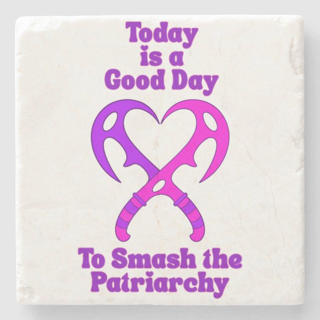 Bat’leth Heart - Smash the Patriarchy Stone Coaster (Front)