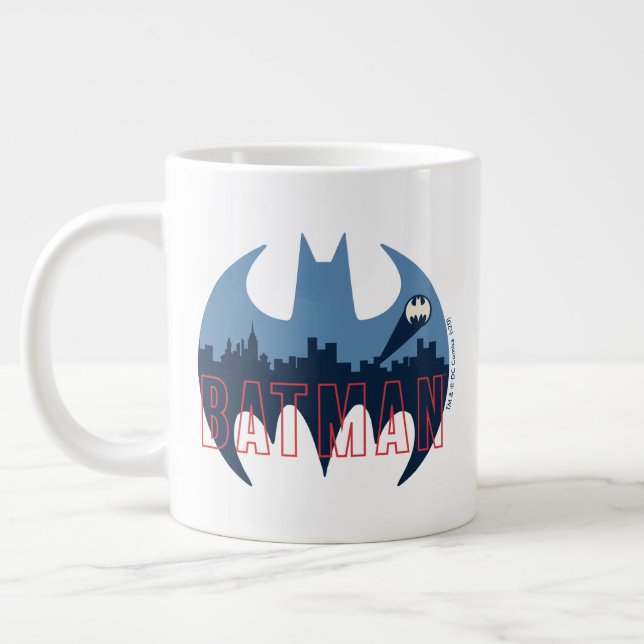 Bat Logo With Gotham & Bat Signal Large Coffee Mug (Left)
