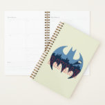 Bat Logo With Gotham & Bat Signal Planner<br><div class="desc">Round Bat Logo with Gotham City skyline and Bat Signal in the sky.</div>