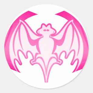 Bat Magenta Inv The MUSEUM Zazzle Gifts Classic Round Sticker