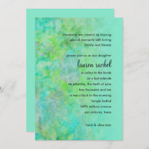 Bat Mitzvah Abstract Design in Aqua Invitation