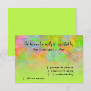 Bat Mitzvah Abstract Design in Lime Green RSVP Card