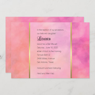 Bat Mitzvah Abstract Design in Pink Invitation