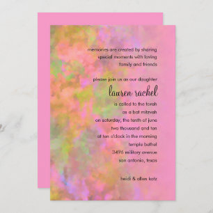 Bat Mitzvah Abstract Design in Pink Invitation
