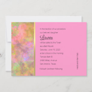 Bat Mitzvah Abstract Design in Pink Invitation