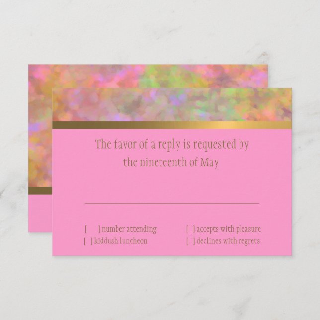 Bat Mitzvah Abstract Design in Pink RSVP Card (Front/Back)