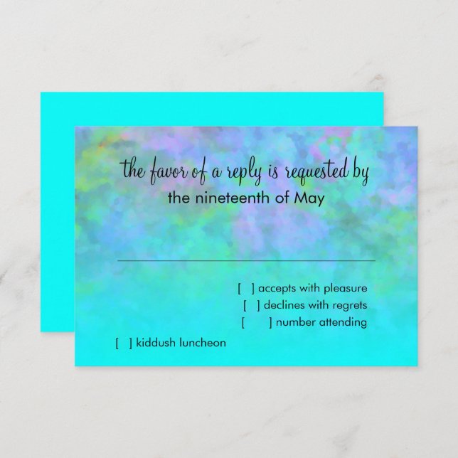 Bat Mitzvah Abstract Design in Turquoise RSVP Card (Front/Back)
