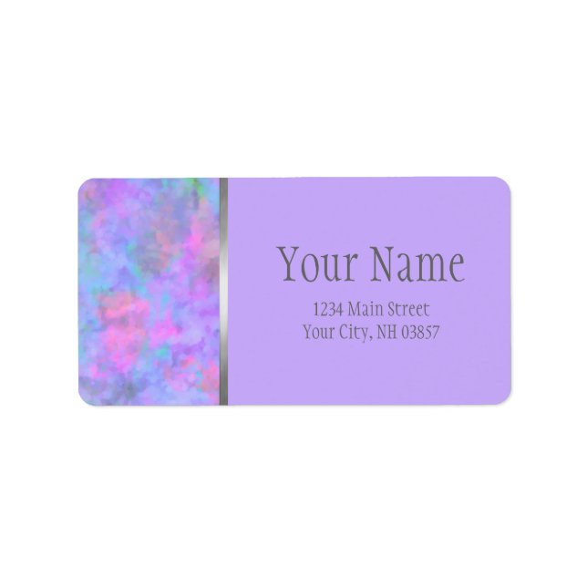Bat Mitzvah Abstract Purple Pink Blue Silver Label (Front)