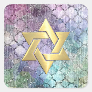 Bat Mitzvah Abstract Shimmery Pastel Pattern Square Sticker