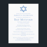 Bat Mitzvah Artistic Blue Star of David Party Postcard<br><div class="desc">This blue Bat Mitzvah ceremony or party invitation postcard has a beautiful,  artistic Star of David drawing at the top. Complete the invite postcards with your personalised event details for a Jewish girl.</div>