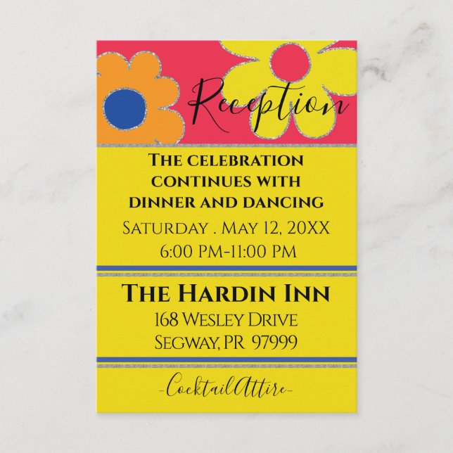 Bat Mitzvah Bar Mitzvah Flowery Reception Card (Front)