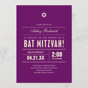 Bat Mitzvah Big Type Invitations