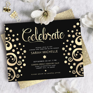 Bat Mitzvah Black Gold Foil Tree of Life Script  Enclosure Card