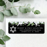 Bat Mitzvah Black Silver Floral Return Address<br><div class="desc">Be proud, rejoice and celebrate this milestone of your favourite Bat Mitzvah whenever you use this sophisticated, personalised return address label! A chic, stunning, white and faux silver glitter floral watercolor, faux silver foil Star of David, and white sans serif typography overlay a dramatic black background Personalise the custom text...</div>