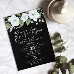Bat Mitzvah Black Silver Script Floral Watercolor Invitation<br><div class="desc">Be proud, rejoice and showcase this milestone of your favourite Bat Mitzvah with this sophisticated, personalised invitation! A chic, stunning, white and faux silver glitter floral watercolor with faux silver foil script typography and white sans serif type overlays a dramatic black background. Additional watercolor flowers and a silver Star of...</div>