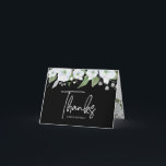 Bat Mitzvah Black Silver Script Floral Watercolor Thank You Card<br><div class="desc">Make sure your favourite Bat Mitzvah shows her appreciation to all who supported her milestone event! Send out this sophisticated, personalised thank you card! A chic, stunning, white and faux silver glitter floral watercolor, faux silver foil handwritten script and white sans serif typography overlay a dramatic black background. Additional watercolor...</div>