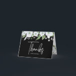 Bat Mitzvah Black Silver Script Floral Watercolor Thank You Card<br><div class="desc">Make sure your favourite Bat Mitzvah shows her appreciation to all who supported her milestone event! Send out this sophisticated, personalised thank you card! A chic, stunning, white and faux silver glitter floral watercolor, faux silver foil handwritten script and white sans serif typography overlay a dramatic black background. Additional watercolor...</div>