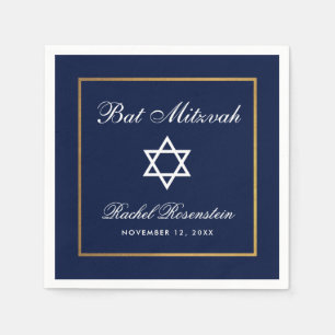 Bat Mitzvah Blue and Gold Napkin