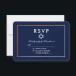 Bat Mitzvah Blue and Gold RSVP Card<br><div class="desc">Bat Mitzvah Blue and Gold RSVP Card</div>