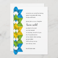 Bat Mitzvah Blue Green Yellow Stars on Any Colour