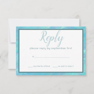 Bat Mitzvah Blue Opal Modern Watercolor Party RSVP Card