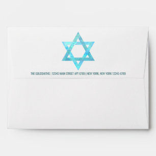 Bat Mitzvah Blue Opal Star Of David Address Envelope