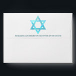 Bat Mitzvah Blue Opal Star Of David Address Envelope<br><div class="desc">Personalise these simple faux watercolor blue opal Star Of David envelopes with the optional return address printed on the back flap in deep blue for your Bat Mitzvah invitations or thank you cards. The inside of each envelope reveals a coordinating all over image of simulated iridescent opal that mimics watercolors...</div>