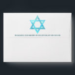 Bat Mitzvah Blue Opal Star Of David Address Envelope<br><div class="desc">Personalise these simple faux watercolor blue opal Star Of David envelopes with the optional return address printed on the back flap in deep blue for your Bat Mitzvah invitations or thank you cards. The inside of each envelope reveals a coordinating all over image of simulated iridescent opal that mimics watercolors...</div>