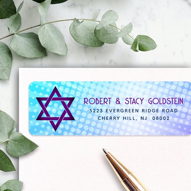 Bat Mitzvah Blue Purple Gradient Retro Fun Address (Creator Uploaded)