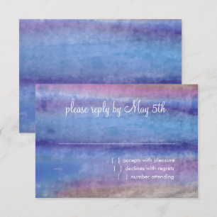 Bat Mitzvah Blue Purple Watercolor Streaks RSVP Card