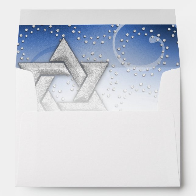 Bat Mitzvah Blue Shimmer Star of David Envelopes (Back (Bottom))