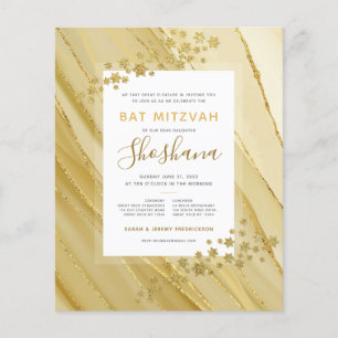 Bat Mitzvah Budget Gold Glitter Monogram