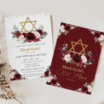 Bat Mitzvah Burgundy Blush Floral Gold Star Invitation<br><div class="desc">Personalise this lovely burgundy and blush floral bats mitzvah invitation with own wording easily and quickly,  simply press the customise it button to further re-arrange and format the style and placement of the text.  Matching items available in store!  (c) The Happy Cat Studio</div>